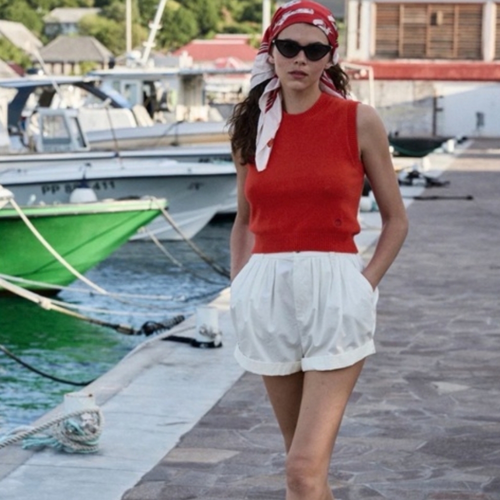 Doen Paige High Waist Cream Shorts